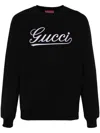 Gucci Logo Intarsia Crewneck Knit Sweater In Black