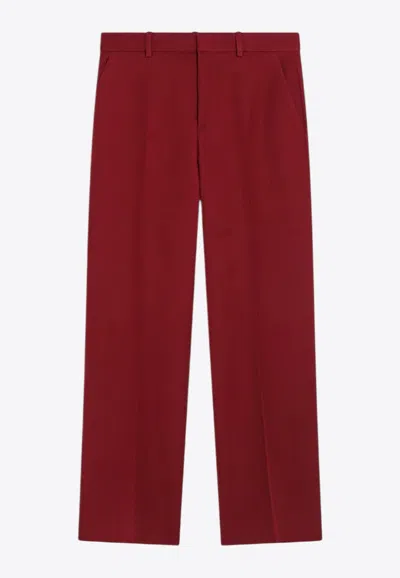 Gucci Embroidered Logo Tailored Pants In Red