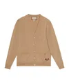 Gucci Embroidered-logo Wool Cardigan In Nude