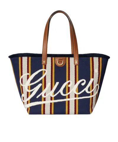 Gucci Embroidered Medium Canvas Tote Bag