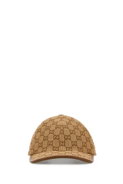 Gucci Embroidered Nylon Blend Baseball Cap In Brown