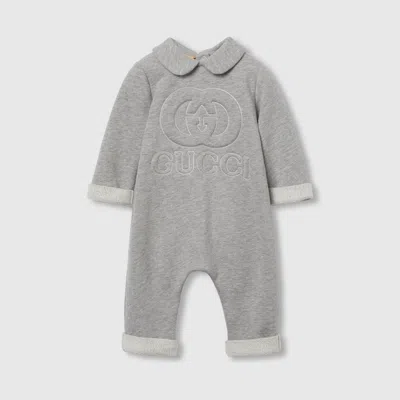 Gucci Babies' Embroidered One-piece In Grey