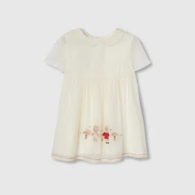 Gucci Babies' Embroidered Organza Dress In White