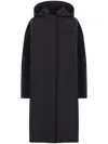 Gucci Adjustable Waist Hooded Coat In Black