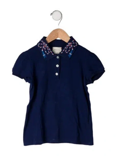 Pre-owned Gucci Kids' Embroidered Polo In Blue