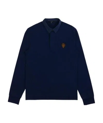 Gucci Embroidered Polo Shirt In Blue