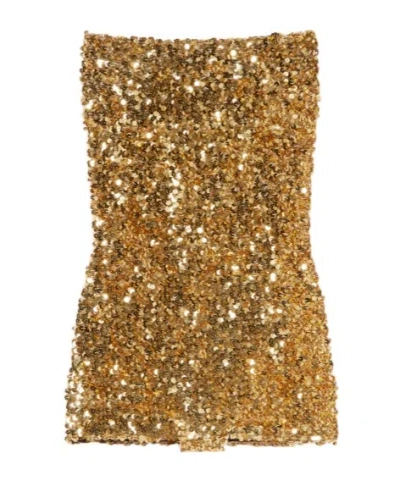 Gucci Embroidered Sequin Elastic Fabric Jumpsuit In Gold