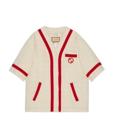 GUCCI GUCCI INTERLOCKING G EMBROIDERED TWO-TONED TWEED JACKET