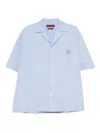 Gucci Embroidered Short-sleeve Shirt In Blue