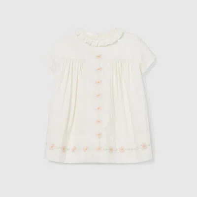 Gucci Babies' Embroidered Silk Cotton Dress In White