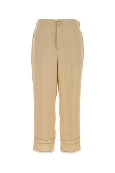 Gucci Embroidered Silk Pant In Yellow