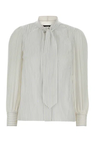 Gucci Pinstriped Silk With Bow Tie Detail Shirt In White