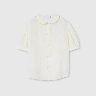 Gucci Kids' Embroidered Silk Shirt In White