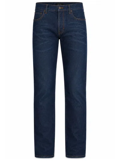 Gucci Embroidered Slim-fit Jeans In Certified Cotton Denim With Belt Loops In Denim Blue