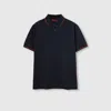 Gucci Embroidered Stretch Cotton Polo Shirt In Blue