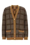Gucci Beige Check And Gg Reversible Cardigan