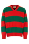 GUCCI EMBROIDERED STRETCH WOOL BLEND SWEATER