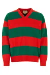 Gucci Embroidered Stretch Wool Blend Sweater In Multi