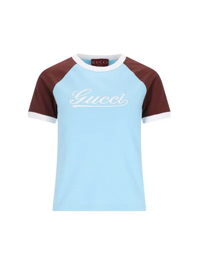 Gucci Embroidered T-shirt In Blue