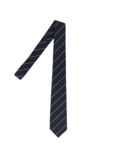 Gucci Embroidered Tie In Blue