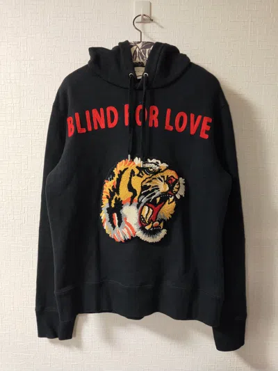 Pre-owned Gucci Embroidered Tiger Hoodie In Black