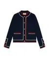 Gucci Embroidered-trim Cardigan In Blue