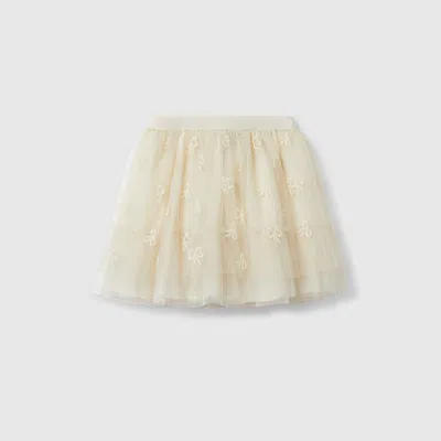 Gucci Babies' Embroidered Tulle Skirt In Neutral