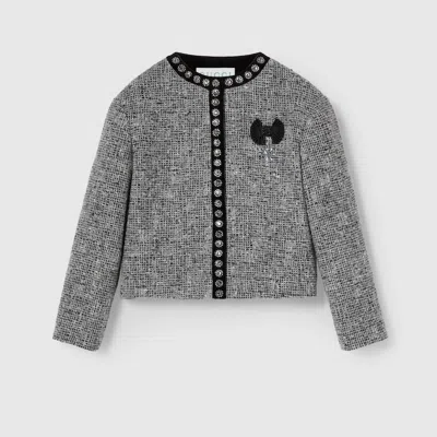 Gucci Kids' Embroidered Tweed Jacket In Black