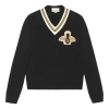Gucci Embroidered V Neck White Unisex Black