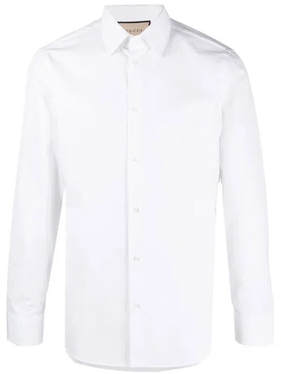 Gucci Embroidered White Cotton Shirt For Men