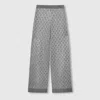 Gucci Crystal-embellished Metallic Wool-blend Wide-leg Pants In Silver