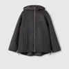 Gucci Embroidered Wool And Silk Hooded Jacket In Grey