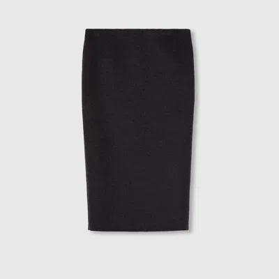 Gucci Embroidered Wool And Silk Skirt In Grey