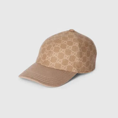 Gucci Embroidered Wool Baseball Cap In Brown