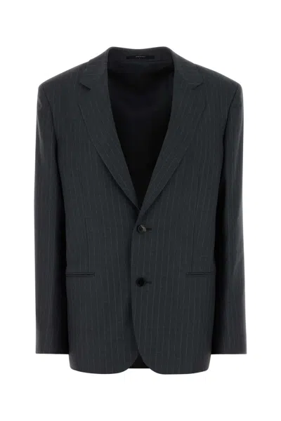Gucci Embroidered Wool Blazer With Striped Design In Gray