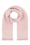 Gucci Wool Blend Reversible Embroidered Scarf In Pink