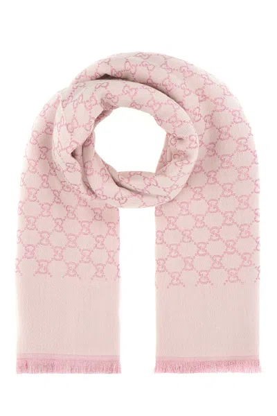 GUCCI EMBROIDERED WOOL BLEND REVERSIBLE SCARF