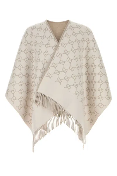 Gucci Embroidered Wool Cape In Neutral