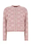 Gucci Embroidered Wool Cardigan In Light Pink/white