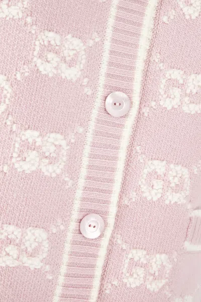 Gucci Embroidered Wool Cardigan In Pink