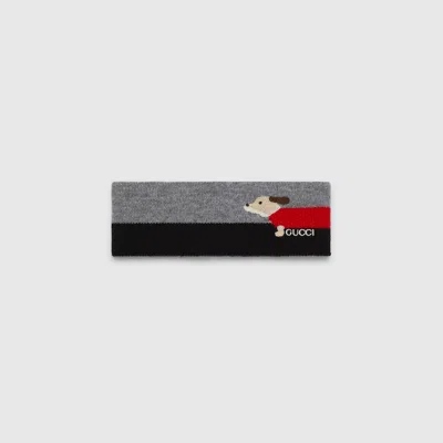 Gucci Kids' Embroidered Wool Hairband In Grey