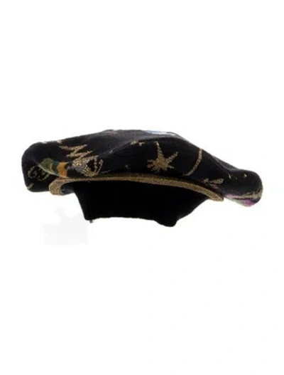 Pre-owned Gucci Embroidered Wool Hat In Black