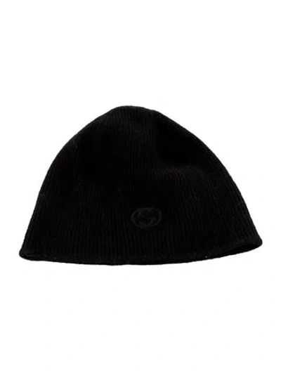 Pre-owned Gucci Embroidered Wool Knit Beanie In Black