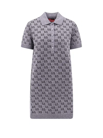 GUCCI EMBROIDERED WOOL MINI DRESS