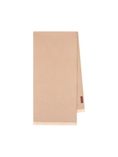 Gucci Embroidered Wool Scarf In Brown