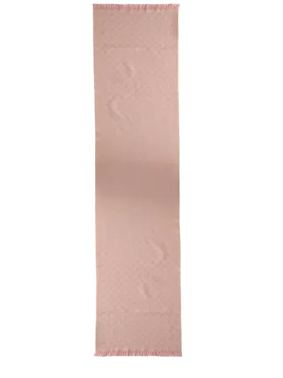 Gucci Embroidered Wool Scarf In Neutral