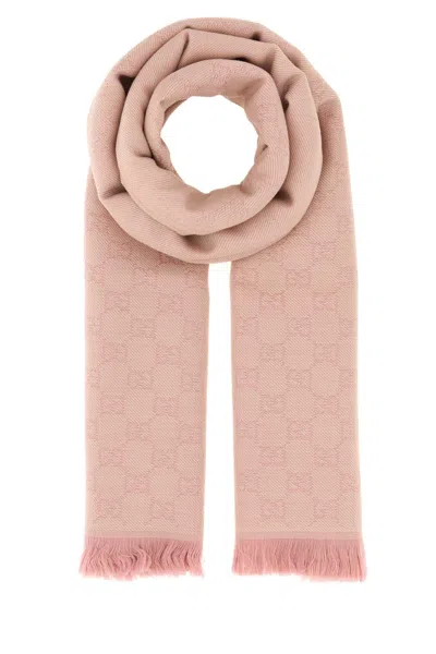 Gucci Embroidered Wool Scarf 185 X 45 Cm In Pink