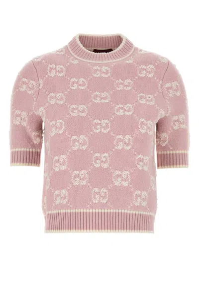 Gucci Monogram Jacquard Knit Top In Pink