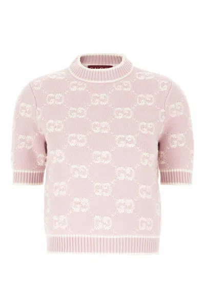 Gucci Monogram Jacquard Knit Top In Pink