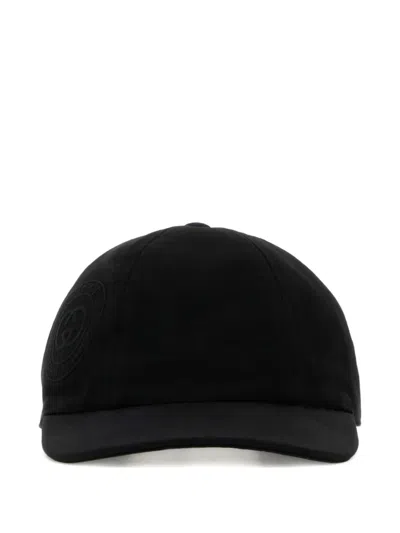 Gucci Cotton Baseball Cap Curved Brim Design In Black